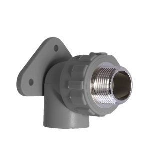 CODO 90º PP-R CON SOPORTE HE METÁLICO - 20mm x 1/2"