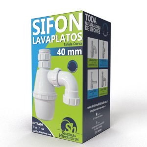 SIFÓN LAVAPLATOS SALIDA CURVA 40mm