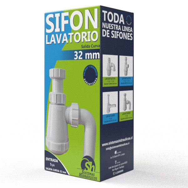 SIFÓN LAVATORIOS SALIDA CURVA 32mm