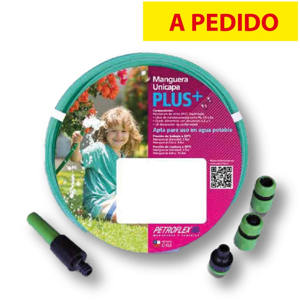 90006 SET MANGUERAS ESTRIADA BICOLOR PLUS + CON ACCESORIOS - 1/2" 10m